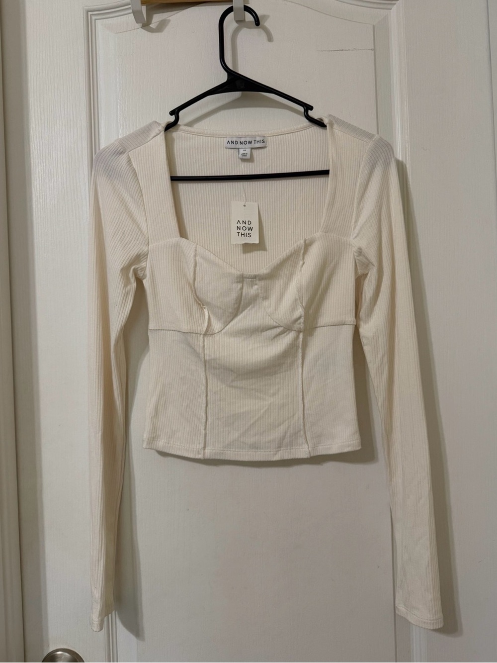 And Now This White Ribbed Corset Top